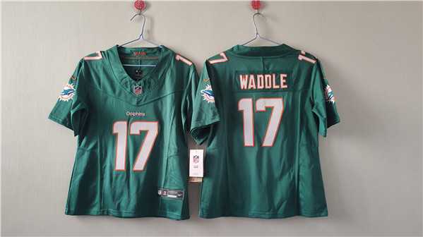 Womens Miami Dolphins #17 Jaylen Waddle Aqua F.U.S.E. Vapor Untouchable Football Stitched Jersey(Run Small)->women nfl jersey->Women Jersey